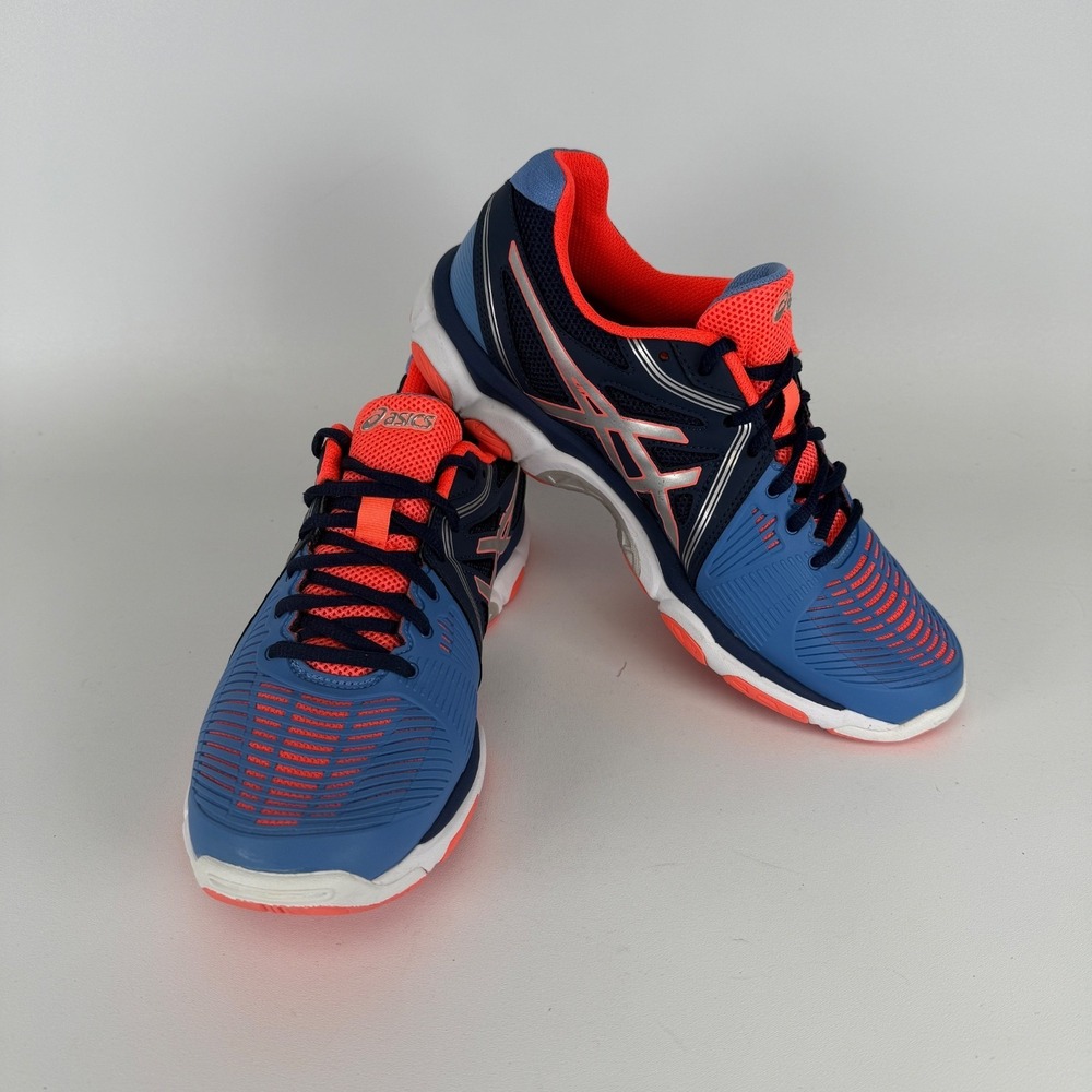 10 US Asics Gel NetBurner Ballistic Volleyball Shoes B557Y Women's Blue/Peach